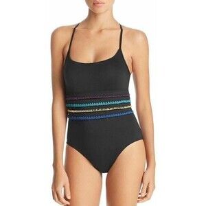 Soluna Summer Solstice Stitched Strappy Back One Piece Swimsuit sz M Night